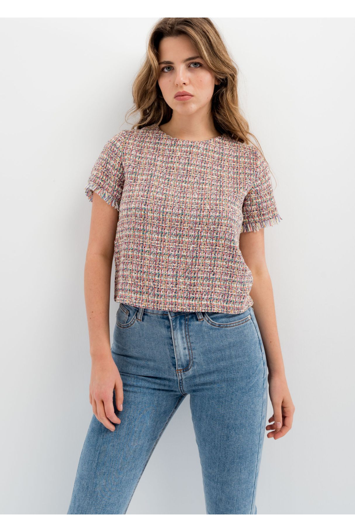 TOP MANGA CORTA TWEED COLORES DE LINÚ