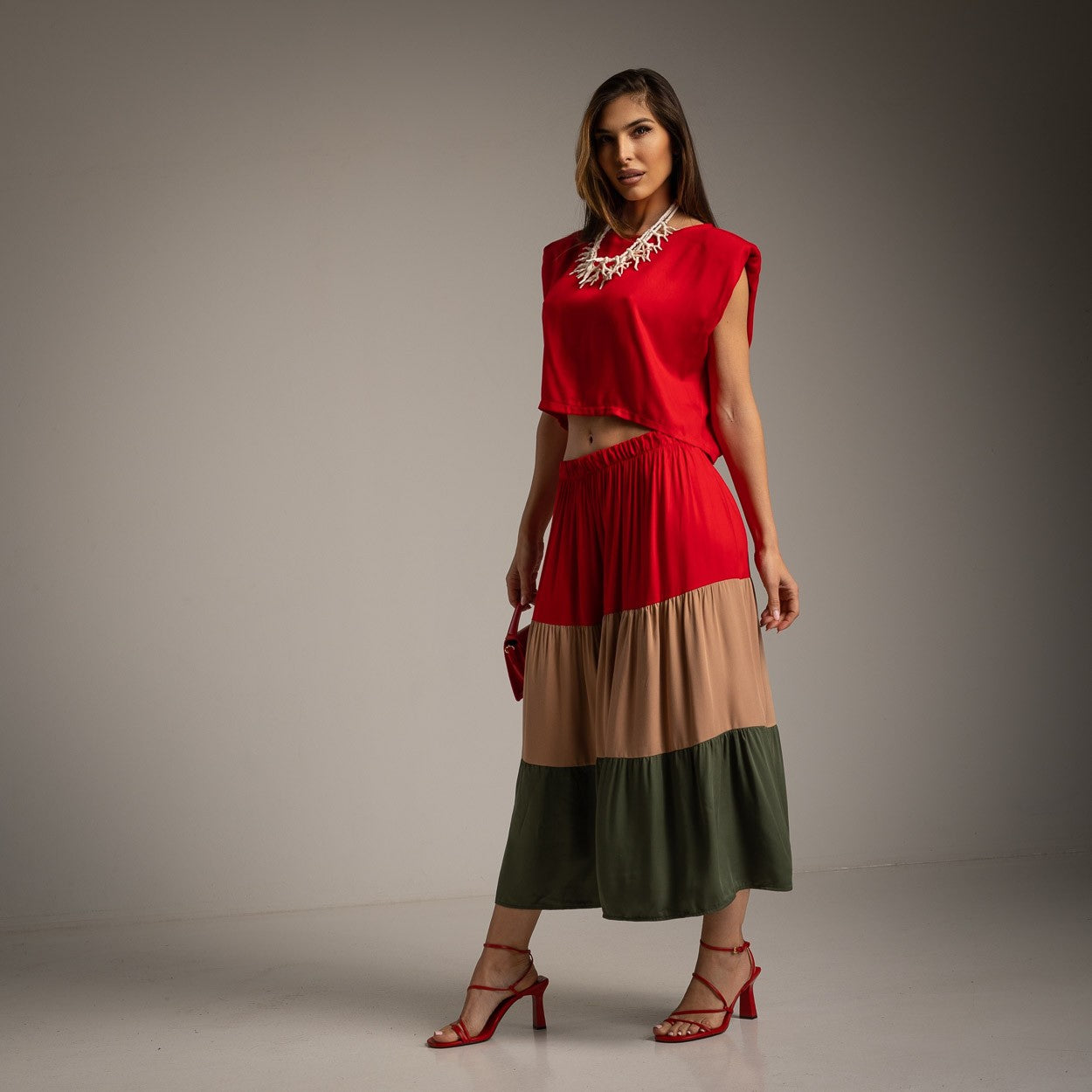 SET DOS PIEZAS FALDA TRICOLOR