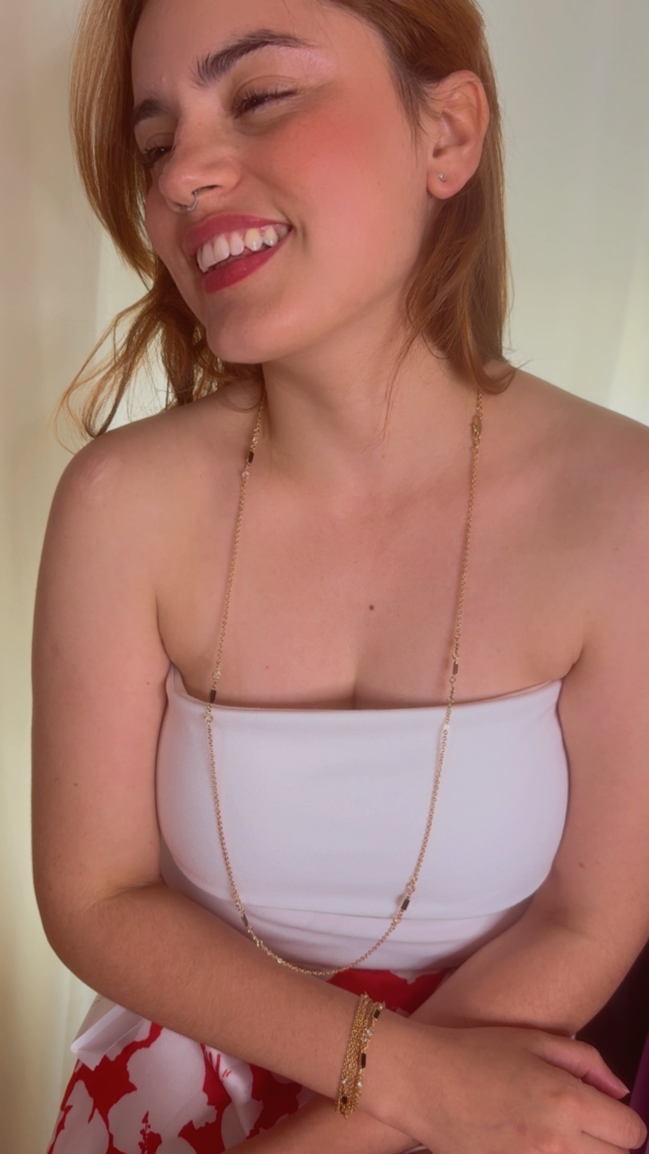 Juego de cadena larga con pendiente de cristal