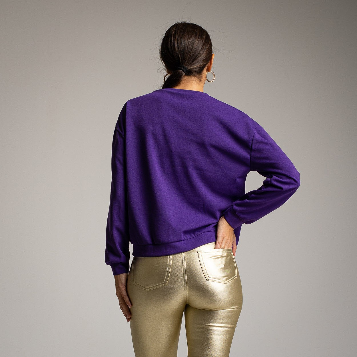 SUDADERA OJO GLITTER COLOR MORADO