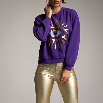 SUDADERA OJO GLITTER COLOR MORADO