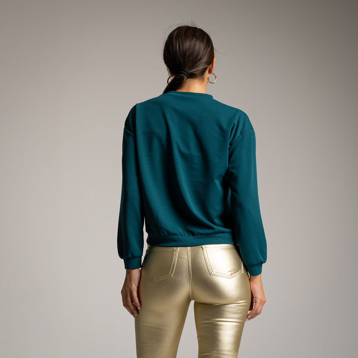 SUDADERA OJO GLITTER AZUL PATO