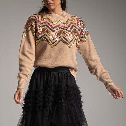 JERSEY GRECAS ZIG ZAG COLOR CAMEL