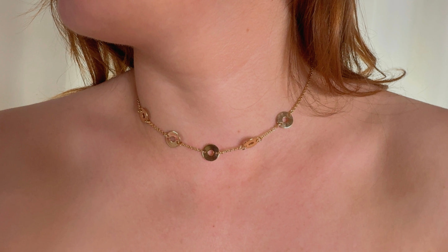 Juego de cadenas 5 aros con pendientes de cristal