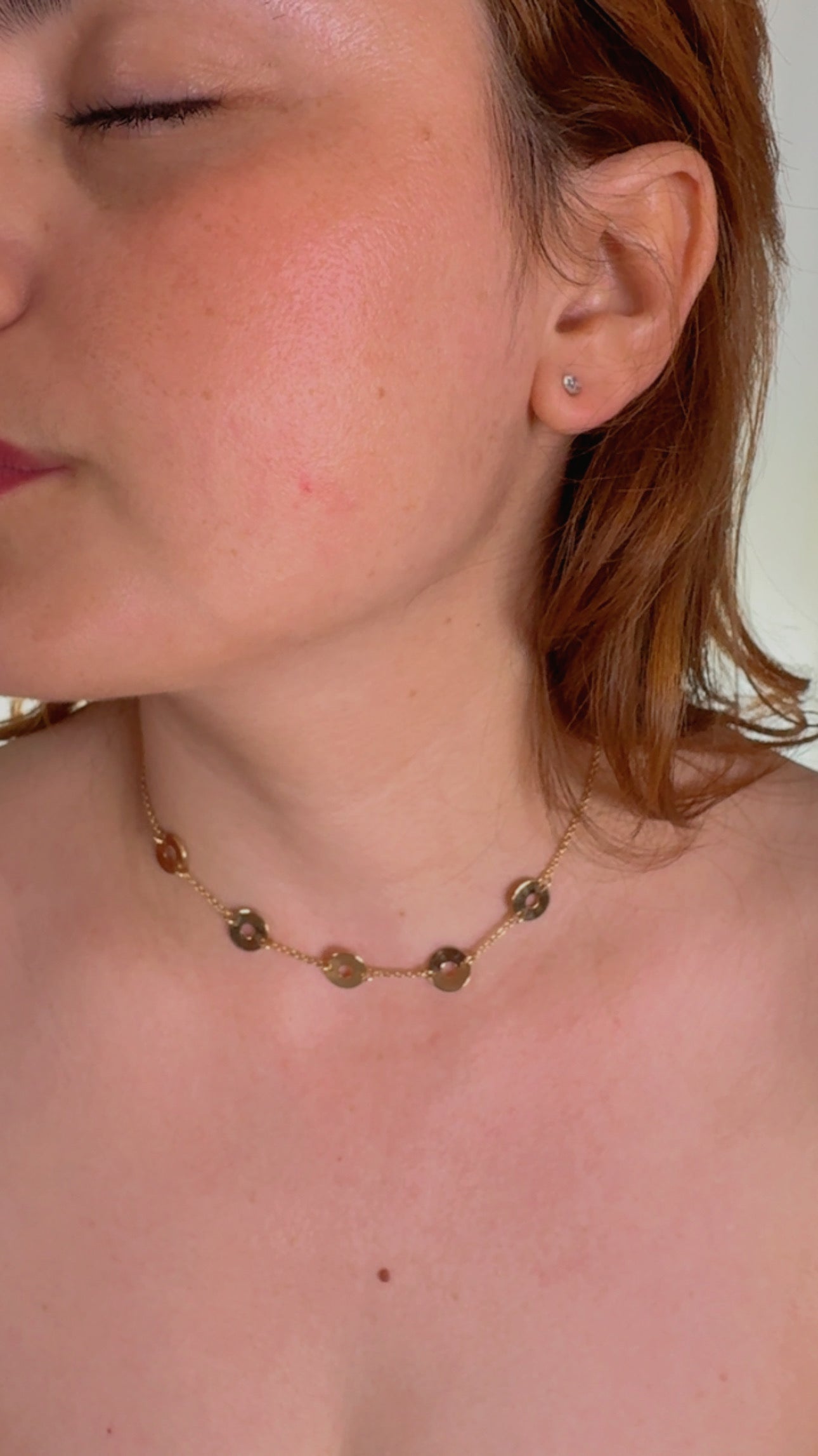 Juego de cadenas 5 aros con pendientes de cristal