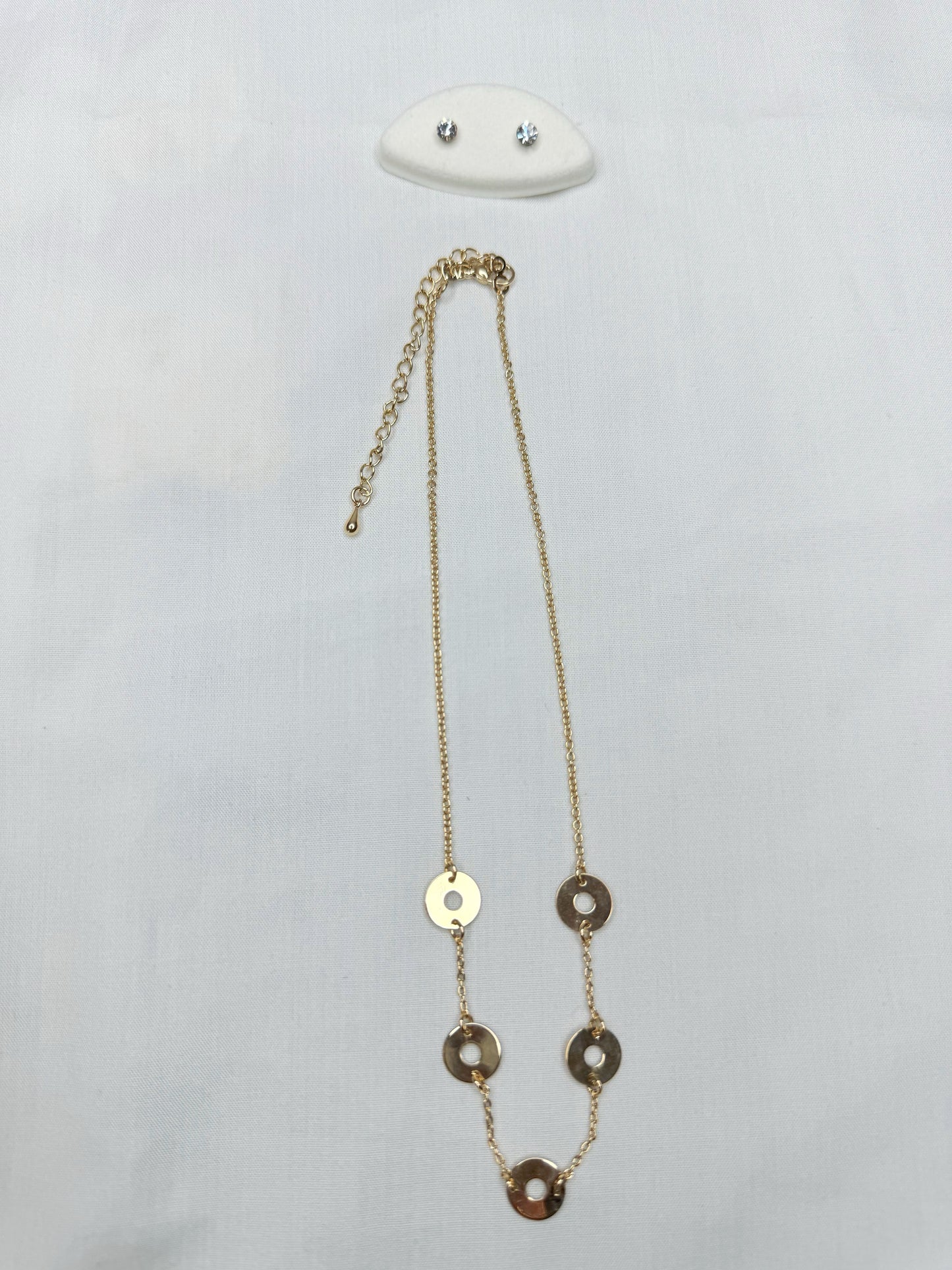 Juego de cadenas 5 aros con pendientes de cristal