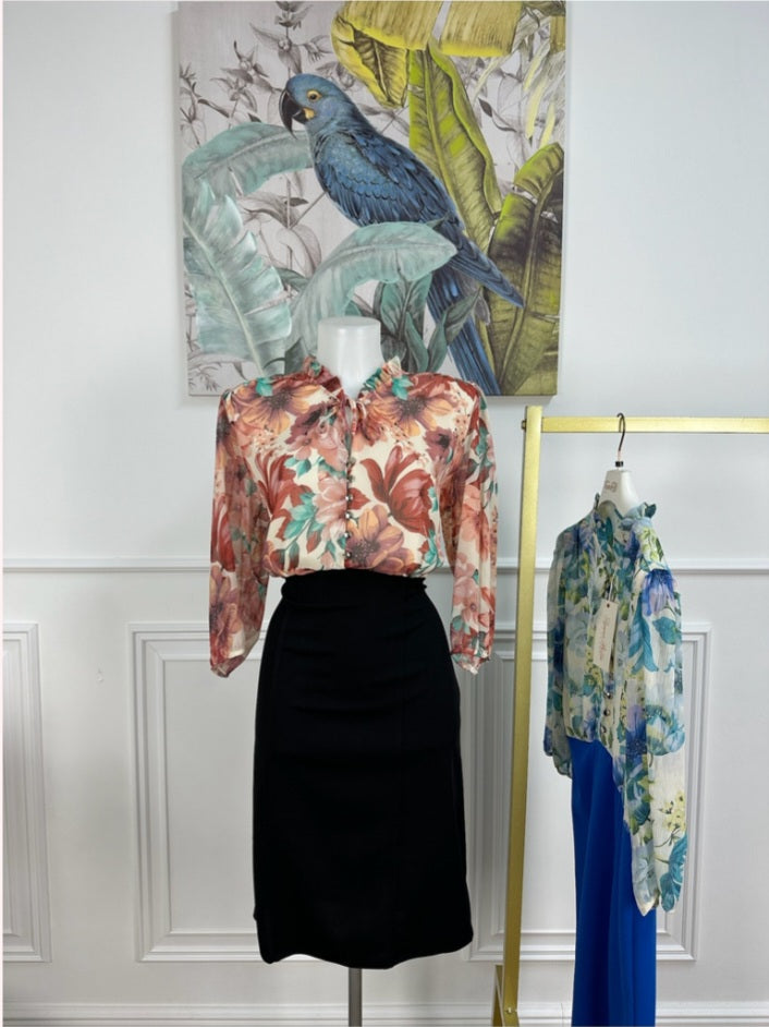 VESTIDO ESTAMPADO Y NEGRO ELASTIZADO