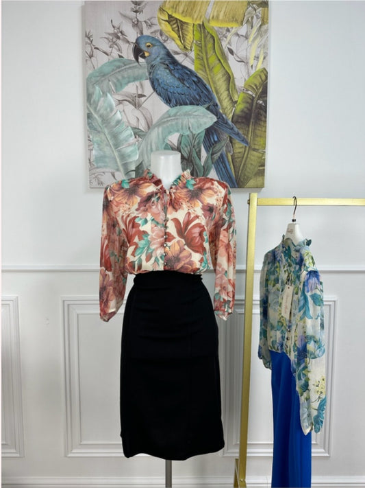 VESTIDO ESTAMPADO Y NEGRO ELASTIZADO